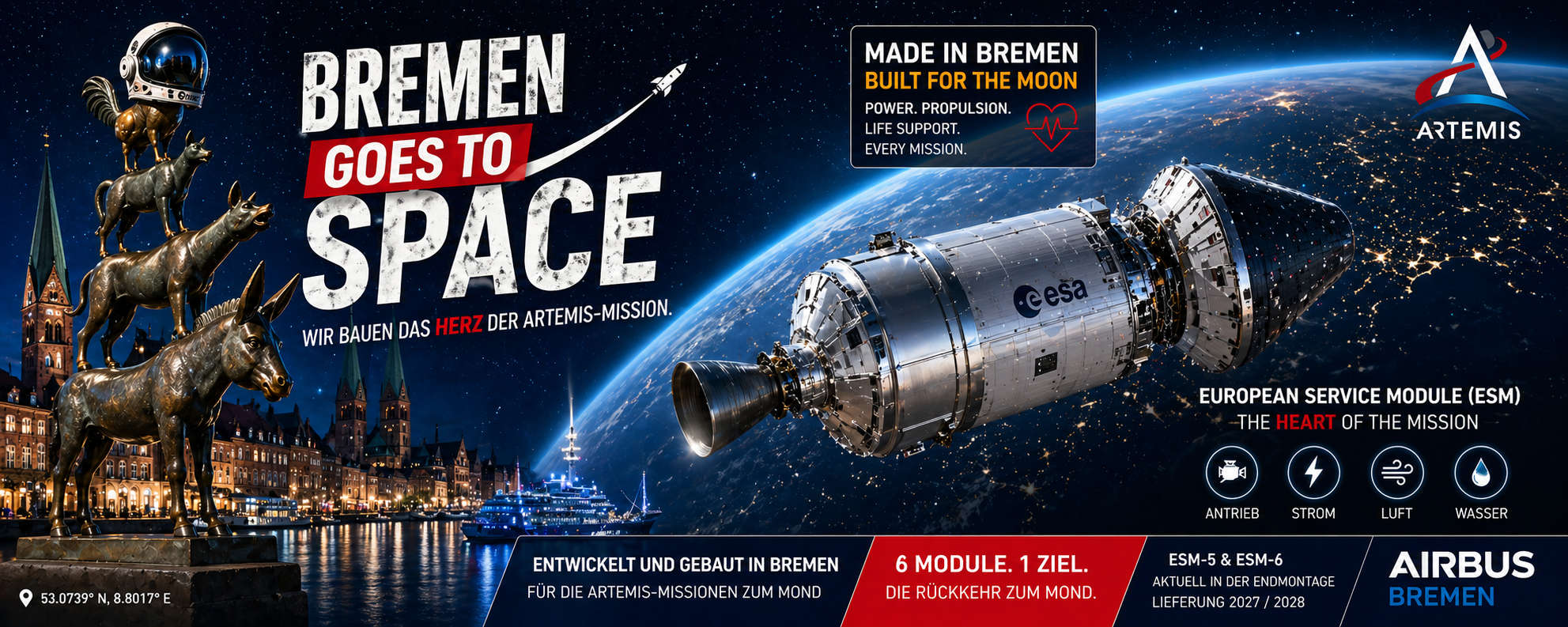 Bremen, Built for the Moon: Das European Service Module von Airbus für die Artemis-Mond-Missionen